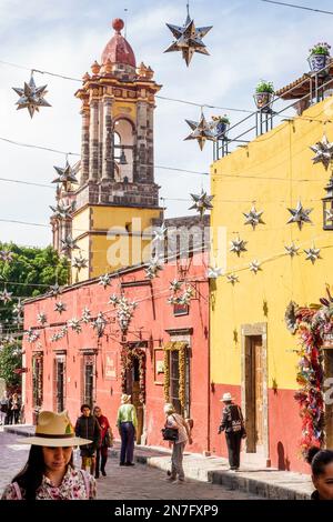 San Miguel de Allende Guanajuato Mexico,Historico Central historic center Zona Centro,Calle Canal Street,Templo de la Purisima Concepcion Las Monjas C Stock Photo