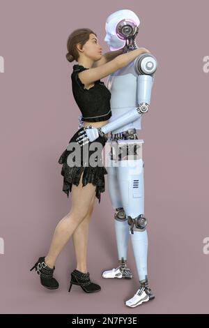 Human robot relationship, conceptual illustration Stock Photo