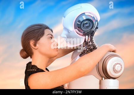 Human robot relationship, conceptual illustration Stock Photo