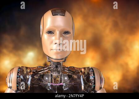 Futuristic humanoid robot, illustration Stock Photo