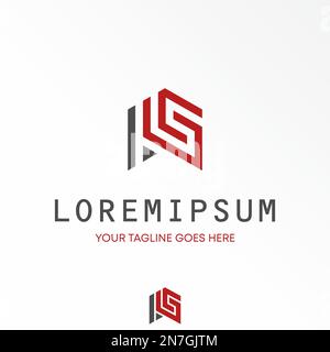 Letter or word LS font in line hexagon guard Shield image graphic icon logo design abstract concept vector stock related to initial sport or safety. Stock Vector