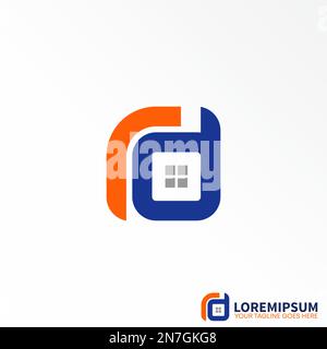 Letter or word RD font on square with Window image graphic icon logo design abstract concept vector stock. symbol related to initial or property. Stock Vector