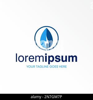 simple and unique Leaf and electric or power in circle image graphic icon logo design abstract concept vector stock related to renewable energy. Stock Vector
