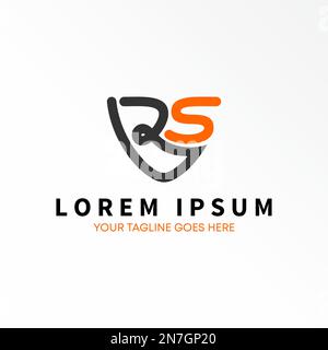 Letter or word RSV fline font in Triangle shield guard image graphic icon logo design abstract concept vector stock symbol related to initial or sport Stock Vector
