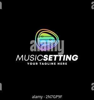 Letter or word E with Audio mixer setting and guitar pick cutting image graphic icon logo design abstract concept vector stock initial or music Stock Vector