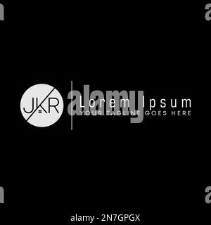 Letter or word JKR sans serif font  with roof house in Circle square block graphic icon logo design abstract concept vector stock symbol initial Stock Vector