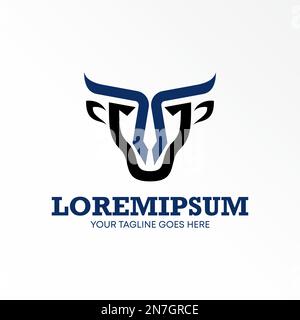 Letter or word T ot TV font like on horn or Buffalo head image graphic icon logo design abstract concept vector stock related to initial or animal. Stock Vector