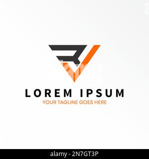 Letter or word RSV fline font in Triangle shield guard image graphic icon logo design abstract concept vector stock symbol related to initial or sport Stock Vector