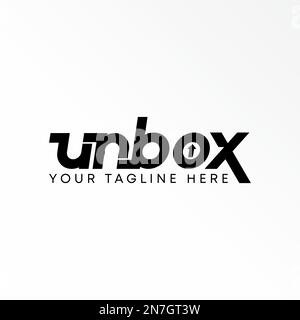 Letter or word UNBOX sans serif font with Arrow or up image graphic icon logo design abstract concept vector stock symbol related to wordmark. Stock Vector
