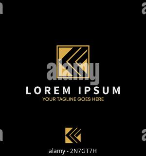 Letter or word KF or FK font in Negative space square circle image graphic icon logo design abstract concept vector stock related to initial. Stock Vector