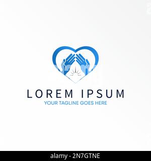 Line art Love ray and Hands pray image graphic icon logo design abstract concept vector stock. Can be used as a symbol related to religion or hope. Stock Vector