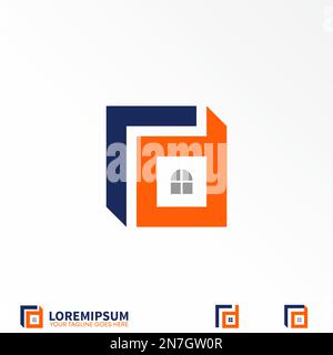 Letter or word RD font on square with Window image graphic icon logo design abstract concept vector stock. symbol related to initial or property. Stock Vector
