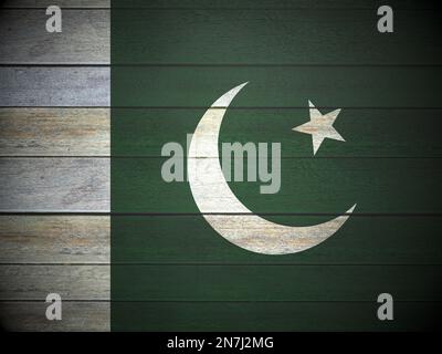 flag of Pakistan painted on wooden frame Stock Photo - Alamy
