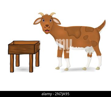 Goat realistic vector illustration isolated on white background Stock Vector