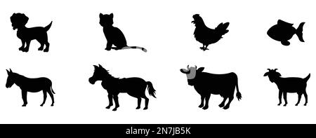vector silhouettes of different wild and domestic animals can be scaled ...