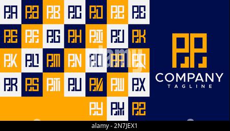 Simple line square letter P logo design. Abstract box PP P letter logo vector. Stock Vector