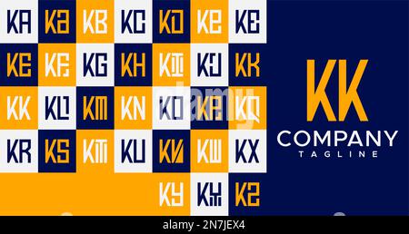 Minimalist square letter K logo design. Simple box KK K letter logo vector. Stock Vector