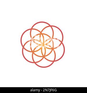 A vector illustration of Sacred Geometric Pattern Seed of Life isolated on white background Stock Vector