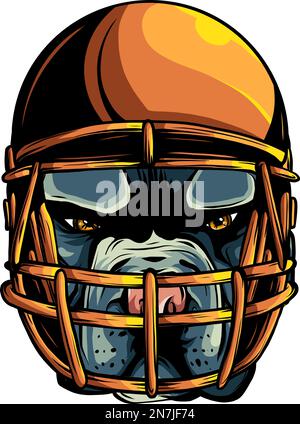 Portrait of the Smiling dog in rugby helmet. Vector illustration. Stock Vector