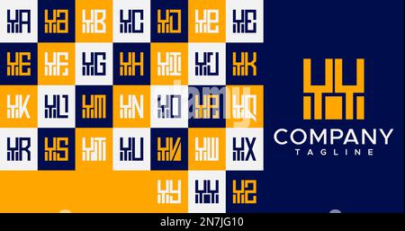 Minimalist square letter Y logo design. Abstract box YY Y letter logo vector. Stock Vector