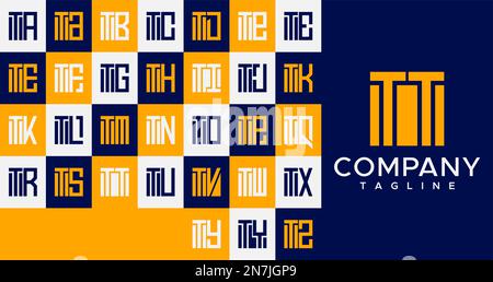 Simple line square letter T logo design. Abstract box TT T letter logo vector. Stock Vector