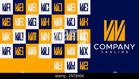 Simple line square letter V logo design. Abstract box VV V letter logo vector. Stock Vector