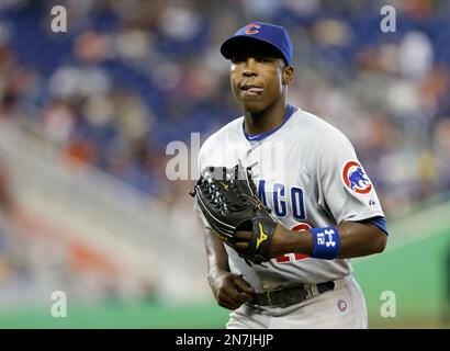 Chicago Cubs' Alfonso Soriano hits a solo home run in the sixth inning  against the Washington Nationals in a baseball game on Wednesday, Aug. 10,  2011, in Chicago. (AP Photo/Charles Cherney Stock