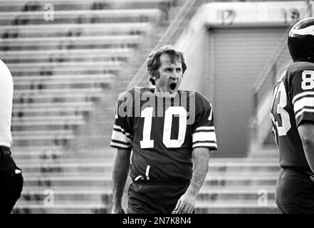 Minnesota Vikings quarterback Fran Tarkenton yawns during opening day of  practice at the University of Arizona in Tucson on Dec. 27, 1978, for the  team's Sunday NFC playoff game with the Los