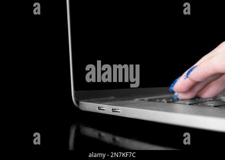Data science. Digital technology concept. Computer science engineer programming on laptop. Analyst working with business fnalytics and data management Stock Photo