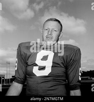 Sonny Jurgensen, quarterback of the Philadelphia Eagles, poses at