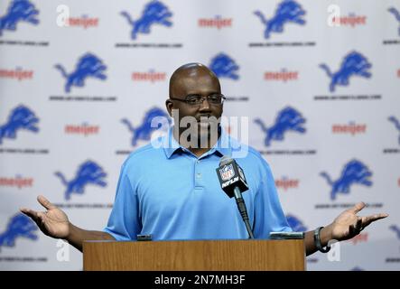 Detroit Lions general manager Martin Mayhew is seen during a news  conference at Ford Field in Detroit, Friday, Jan. 16, 2009. (AP  Photo/Carlos Osorio Stock Photo - Alamy