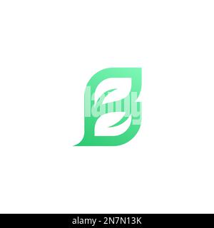 Green leaf and letter B logo. modern natural agricultural company logo. Stock Vector