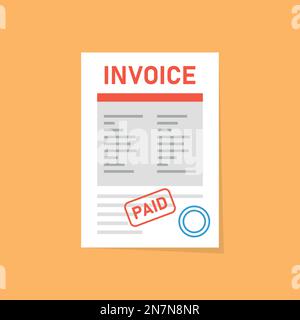 Paper financial check icon in flat style. Payment receipt vector illustration on isolated background. Document paid invoice sign business concept. Stock Vector