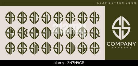 Modern line leaf letter S logo design. Abstract leaf SS S letter logo vector set Stock Vector