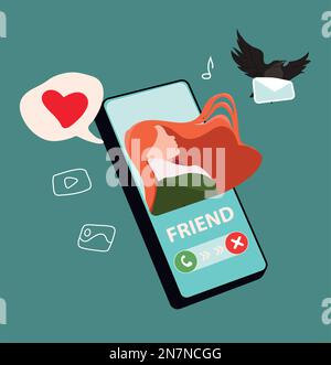 Mobile phone on blue background. Icon with vector image of mobile technologies. Vector illustration Stock Vector