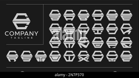 Modern line hexagon letter C logo design. Technology CC C letter logo vector. Stock Vector