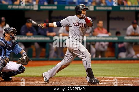 Tampa Bay Rays' Diego Castillo pitches to the Cleveland Indians during the  first inning of a baseball game Saturday, Aug. 31, 2019, in St. Petersburg,  Fla. (AP Photo/Chris O'Meara Stock Photo 