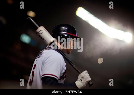 Freddie Freeman of the Los Angeles Dodgers warms up on deck during