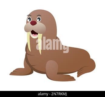 Walrus cartoon character . Vector . Stock Vector