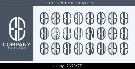 Abstract tube letter E logo design. Modern line capsule EE E letter logo vector. Stock Vector