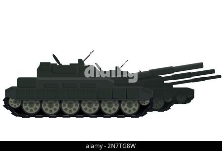 a column of large battle tanks illustration of war conflict Stock Vector