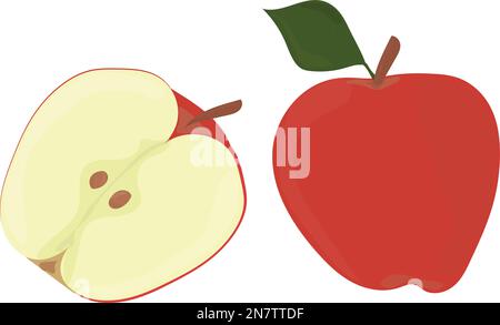 a red apple in cut vector illustration isolated on white background Stock Vector