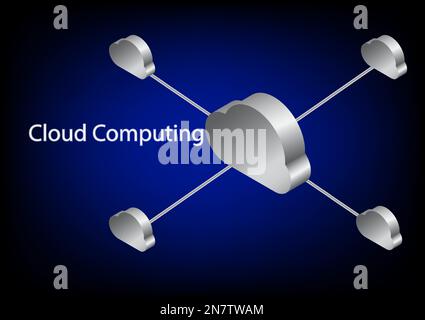 graphics vector Cloud computing concept cloud symbol for a network connections data transfer online with blue gradient background Stock Vector