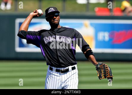 April 30, 2010; San Francisco, CA, USA; Colorado Rockies center fielder  Dexter Fowler (24) before the game against the San Francisco Giants at AT&T  Park. San Francisco defeated Colorado 5-2 Stock Photo - Alamy