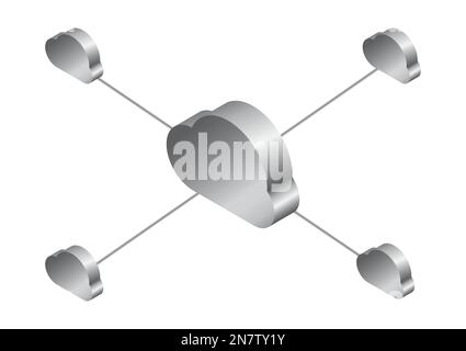 graphics vector Cloud concept cloud computing of a network connections data transfer online with isolated white background Stock Vector