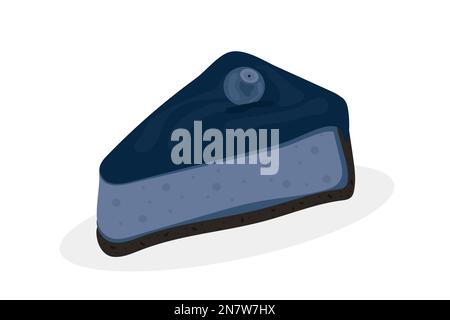 a piece of blueberry cake on a white background soufflé sweetness Stock Vector