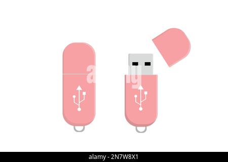 pink usb flash drive electronics memory vector Stock Vector