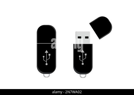 black usb flash drive electronics memory vector Stock Vector