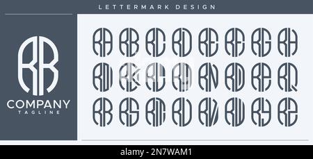 Abstract tube letter R logo design. Modern line capsule RR R letter logo vector. Stock Vector