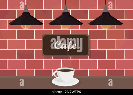 a loft style lamp with brick wall in cafe isolated interior element vector Stock Vector